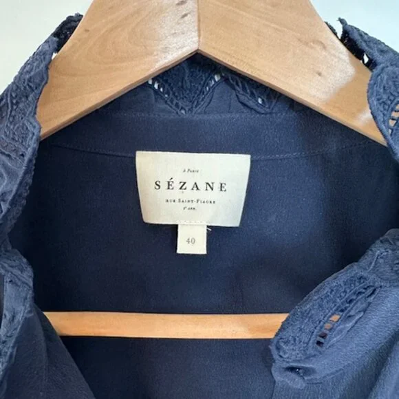 Sezane Chlo Silk Navy 8 perfect condition - Picture 6 of 6